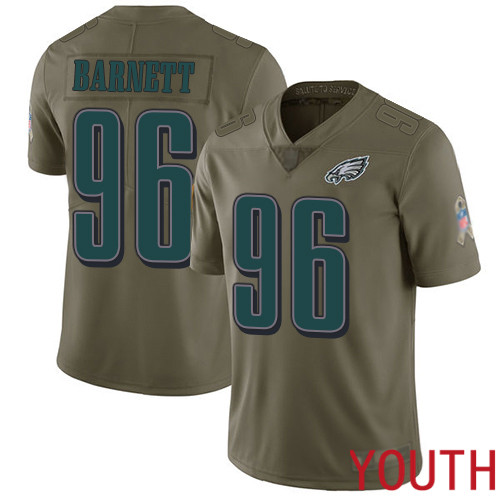 Youth Philadelphia Eagles #96 Derek Barnett Limited Olive 2017 Salute to Service Football NFL Jersey